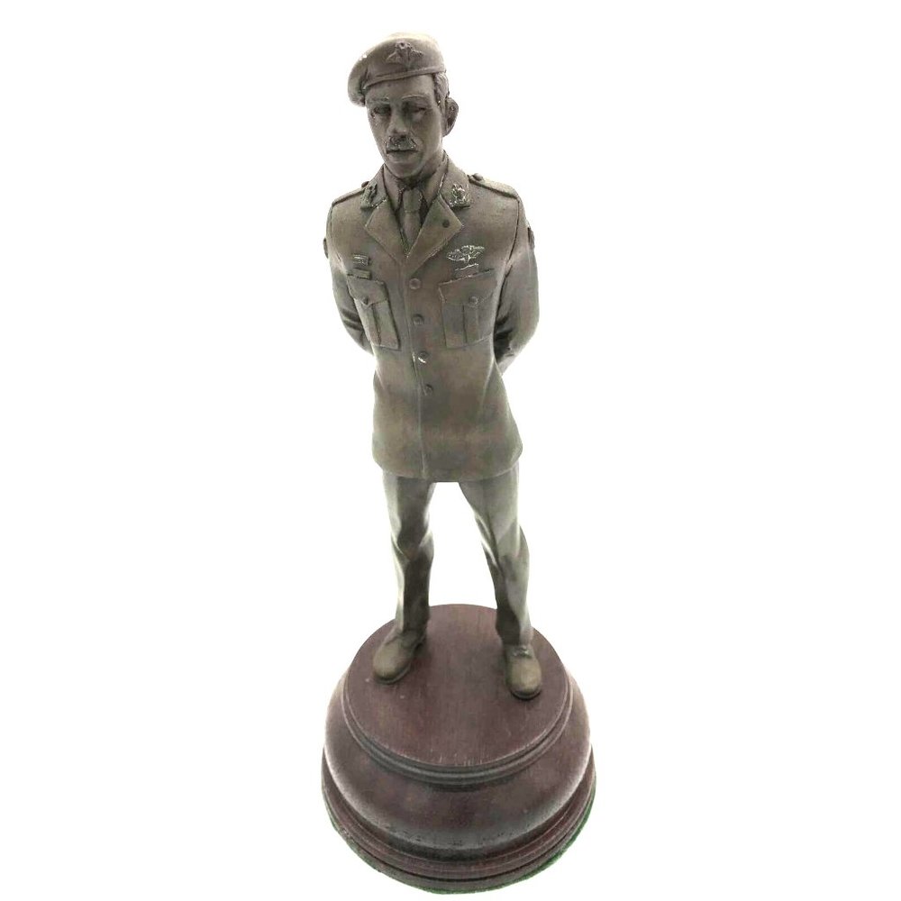 Vintage Soldier Figurine “Saluut”Statue With Wooden Stand 9”Made In S.Africa